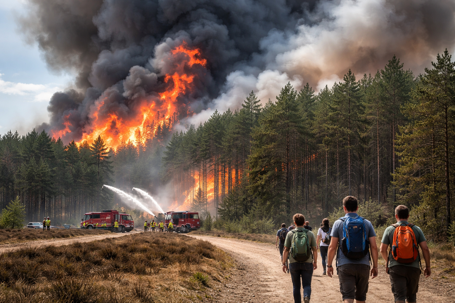 Zeer grote natuurbrand bij ’t Harde (Noord-Veluwe) en waarschuwingen voor wandelaars
